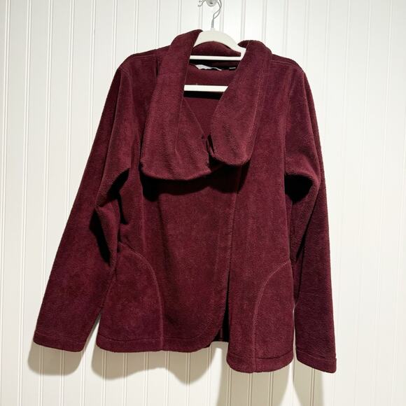 Horny Toad Jackets & Blazers - Horny Toad Burgundy Fleece Wrapture Jacket Size Large